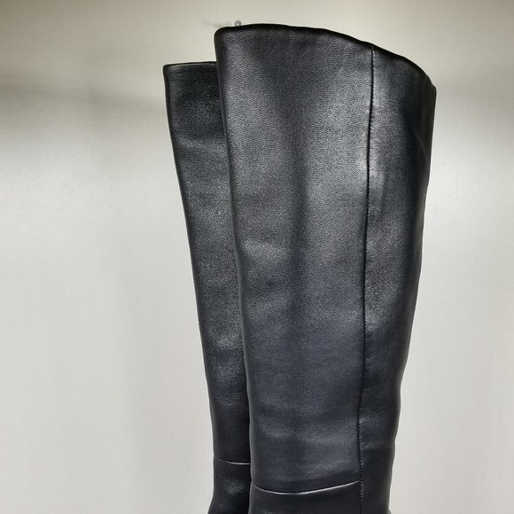 Vince Knee High Kitten Heel Boots, Black Leather, Womens Size 6.5 US / 36.5 - Picture 2 of 16